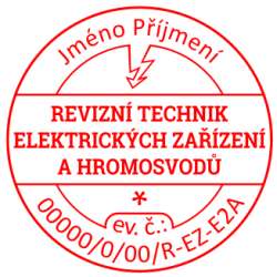 Razítko revizního technika elektrických zařízení a hromosvodů s bleskem vzor KUBH