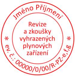 razítko revize a zkoušky vyhrazených plynových zařízení vzor KUVP